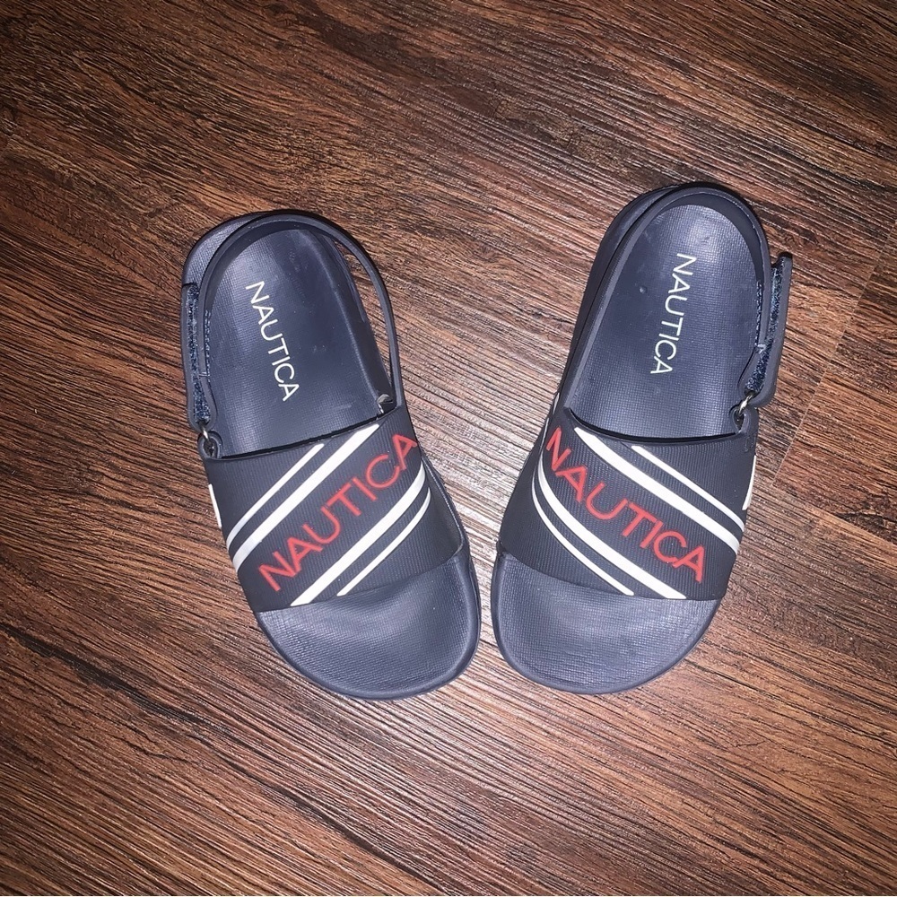 NAUTICA stunsail blue/white/red toddler ankle strap sandals size 9c EUC - Picture 3 of 4